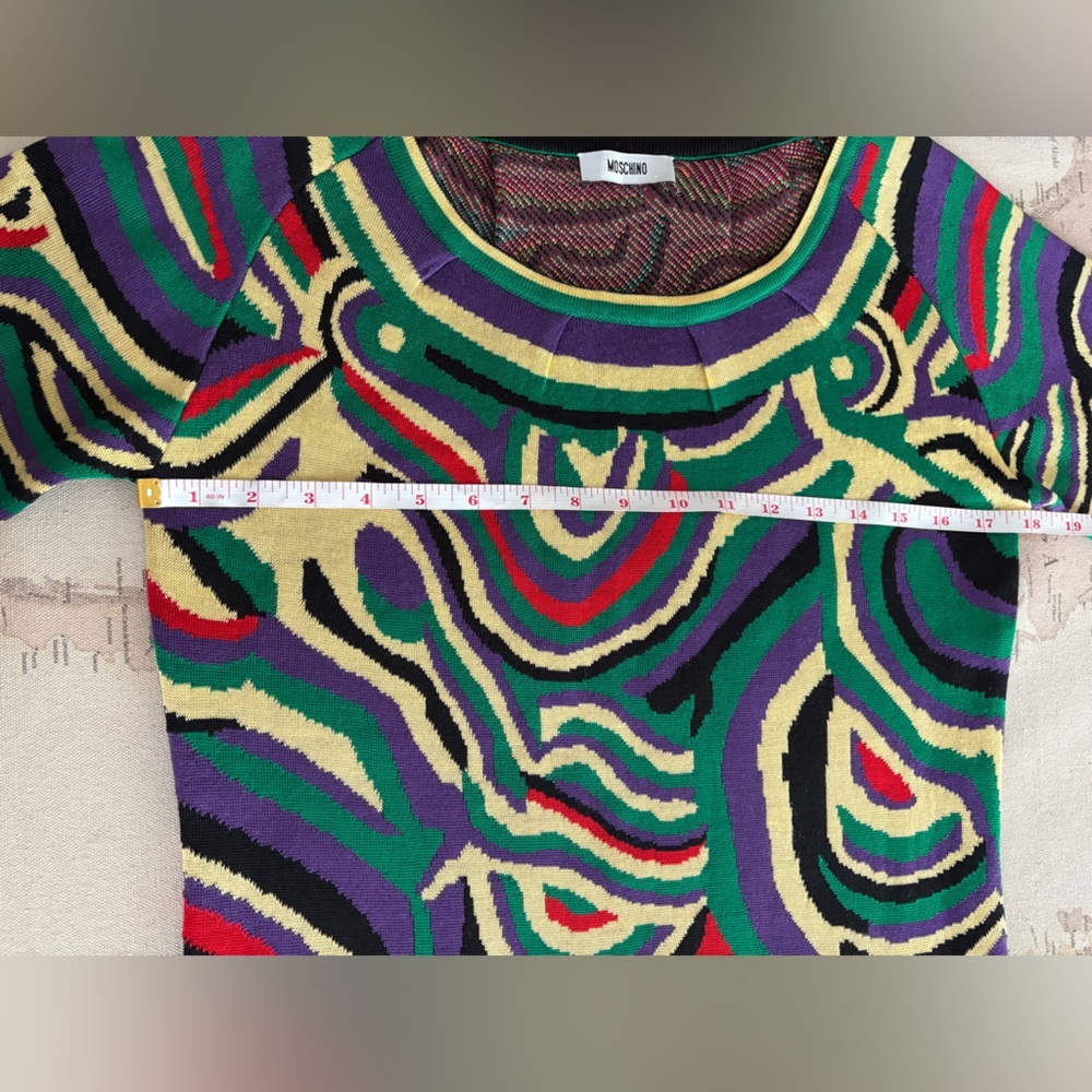 Moschino Knit Sweater Dress Retro Swirl Print S/M - Picture 5 of 10
